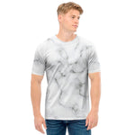 White Grey Smoke Marble Print Men's T-Shirt