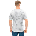 White Grey Smoke Marble Print Men's T-Shirt