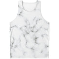 White Grey Smoke Marble Print Men's Tank Top