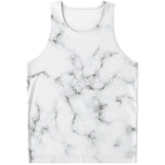 White Grey Smoke Marble Print Men's Tank Top