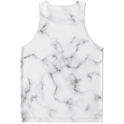 White Grey Smoke Marble Print Men's Tank Top