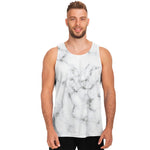 White Grey Smoke Marble Print Men's Tank Top