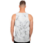 White Grey Smoke Marble Print Men's Tank Top