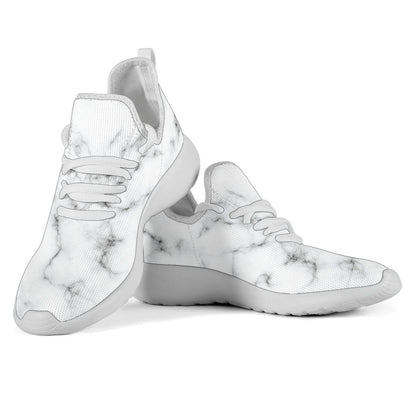 White Grey Smoke Marble Print Mesh Knit Shoes GearFrost