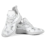 White Grey Smoke Marble Print Mesh Knit Shoes GearFrost