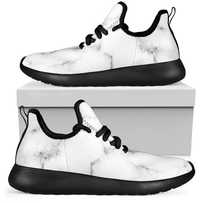 White Grey Smoke Marble Print Mesh Knit Shoes GearFrost