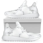 White Grey Smoke Marble Print Mesh Knit Shoes GearFrost