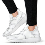 White Grey Smoke Marble Print Mesh Knit Shoes GearFrost