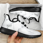 White Grey Smoke Marble Print Mesh Knit Shoes GearFrost