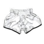 White Grey Smoke Marble Print Muay Thai Boxing Shorts