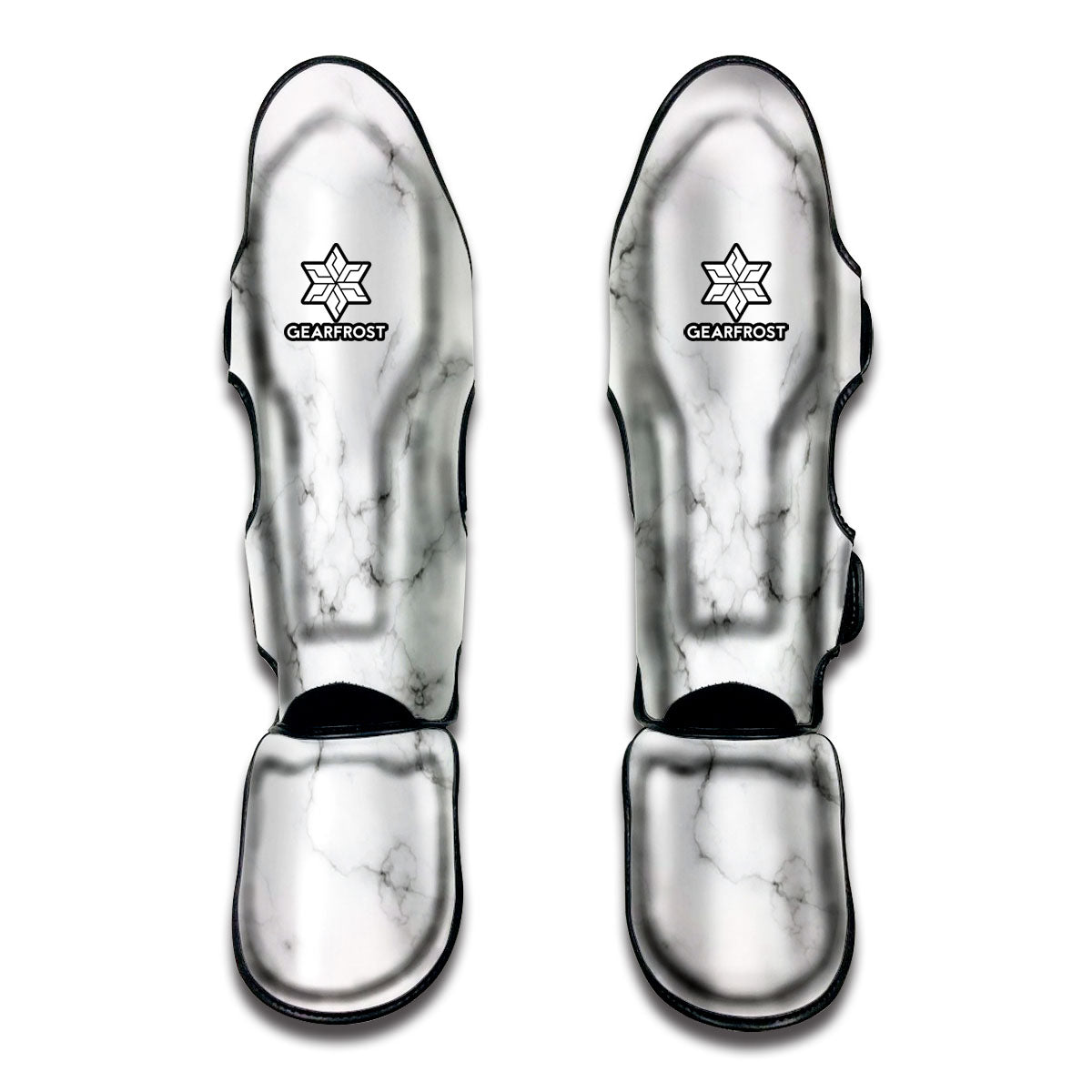 White Grey Smoke Marble Print Muay Thai Shin Guard