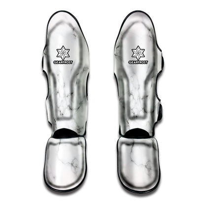White Grey Smoke Marble Print Muay Thai Shin Guard