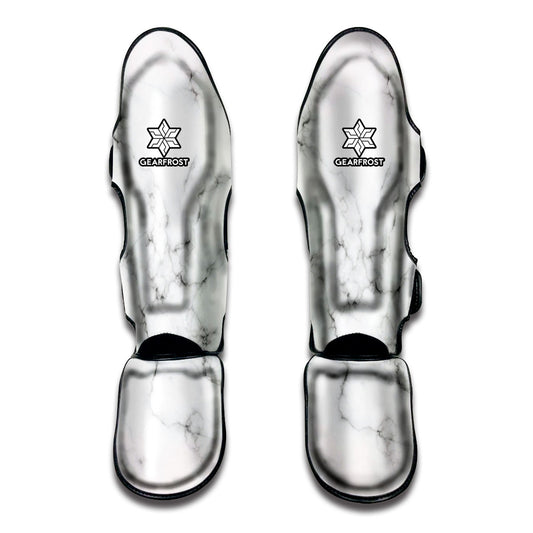White Grey Smoke Marble Print Muay Thai Shin Guard