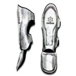 White Grey Smoke Marble Print Muay Thai Shin Guard