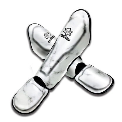 White Grey Smoke Marble Print Muay Thai Shin Guard