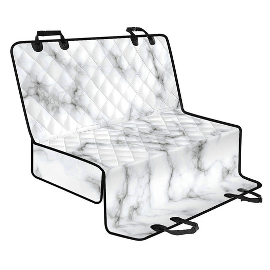 White Grey Smoke Marble Print Pet Car Back Seat Cover