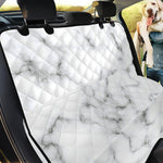 White Grey Smoke Marble Print Pet Car Back Seat Cover
