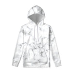 White Grey Smoke Marble Print Pullover Hoodie