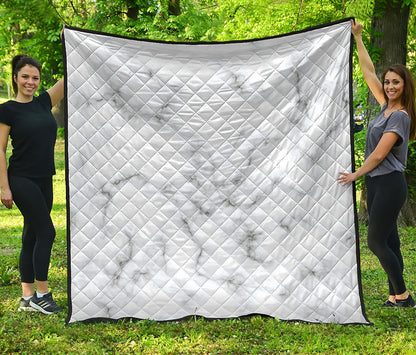 White Grey Smoke Marble Print Quilt