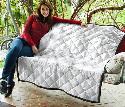 White Grey Smoke Marble Print Quilt