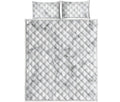 White Grey Smoke Marble Print Quilt Bed Set