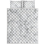 White Grey Smoke Marble Print Quilt Bed Set