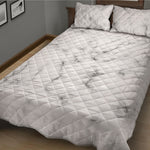 White Grey Smoke Marble Print Quilt Bed Set