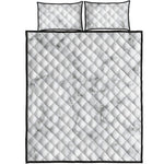 White Grey Smoke Marble Print Quilt Bed Set