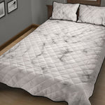 White Grey Smoke Marble Print Quilt Bed Set