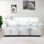 White Grey Smoke Marble Print Sofa Cover