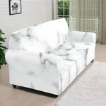 White Grey Smoke Marble Print Sofa Cover