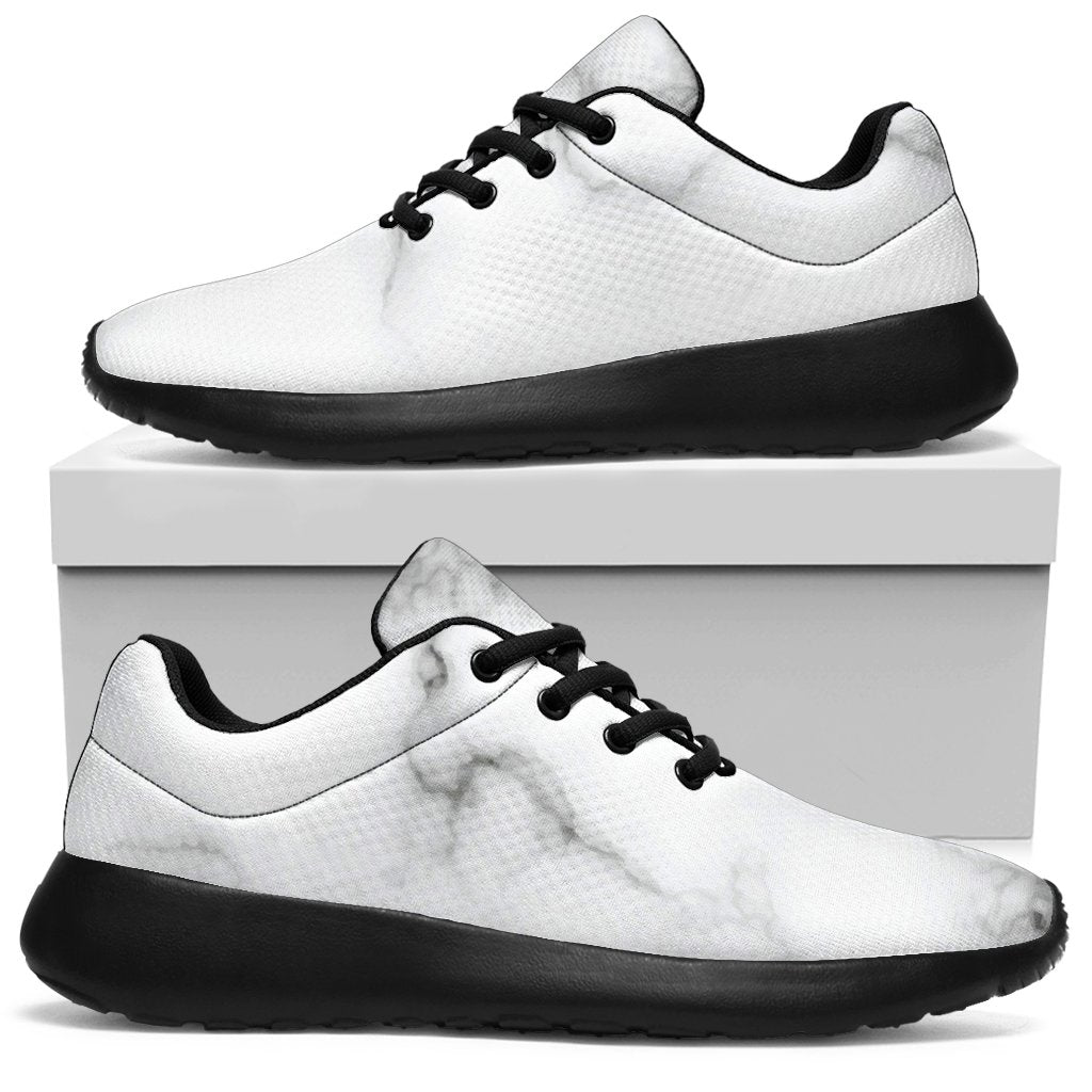 White Grey Smoke Marble Print Sport Shoes GearFrost