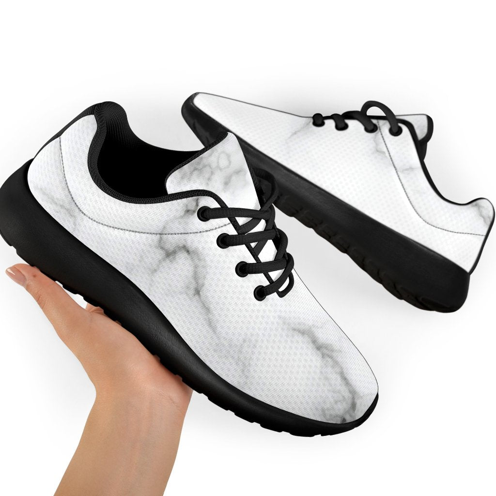 White Grey Smoke Marble Print Sport Shoes GearFrost