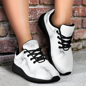 White Grey Smoke Marble Print Sport Shoes GearFrost