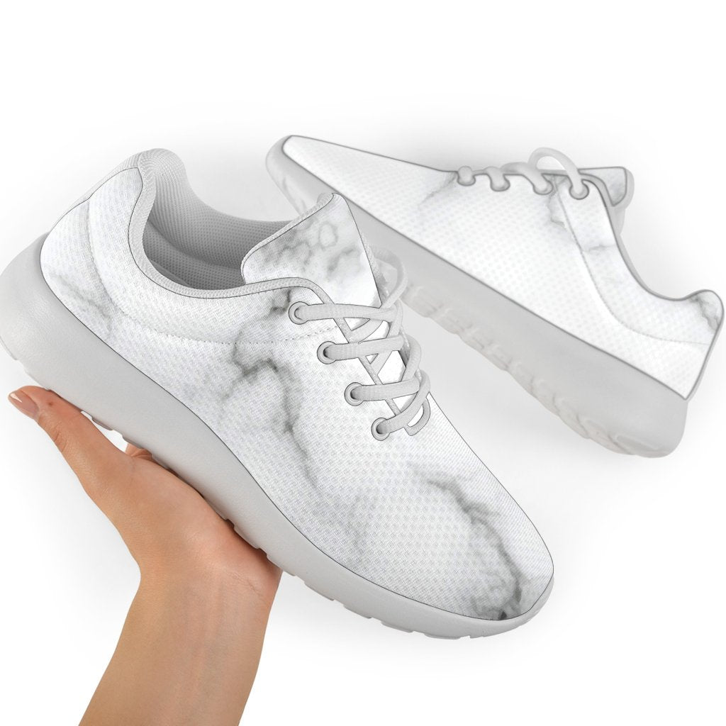 White Grey Smoke Marble Print Sport Shoes GearFrost