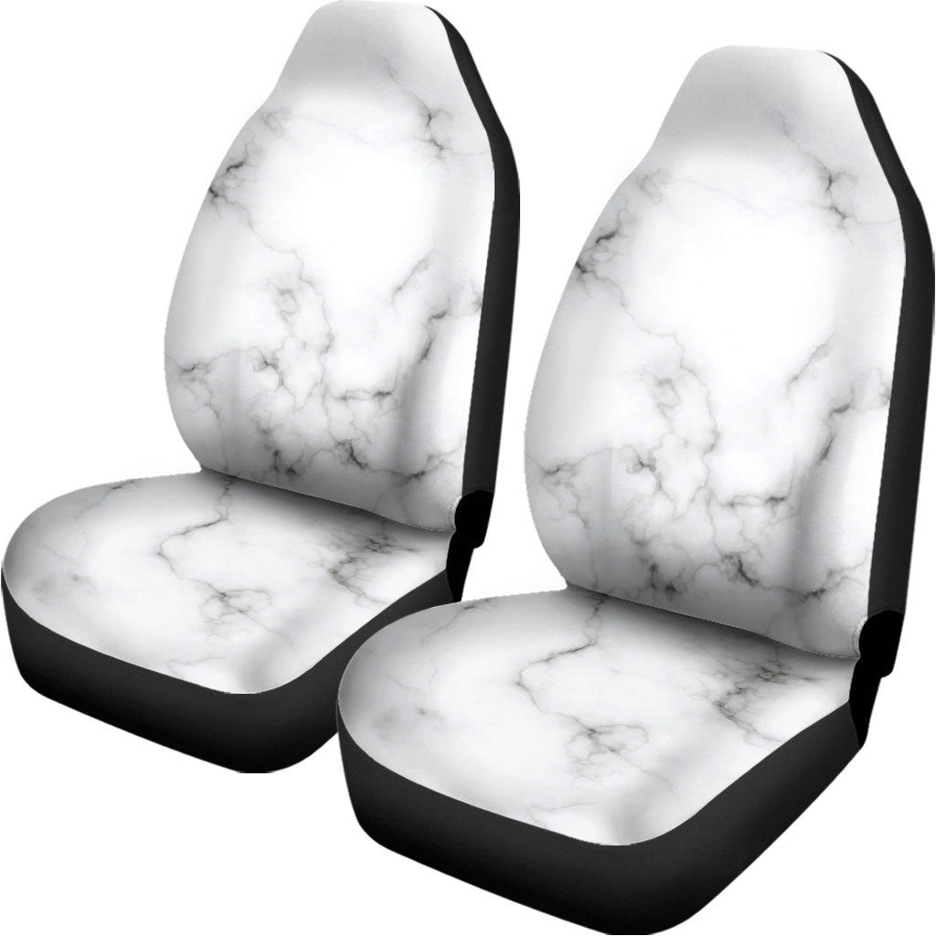 White Grey Smoke Marble Print Universal Fit Car Seat Covers