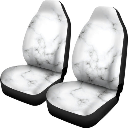 White Grey Smoke Marble Print Universal Fit Car Seat Covers