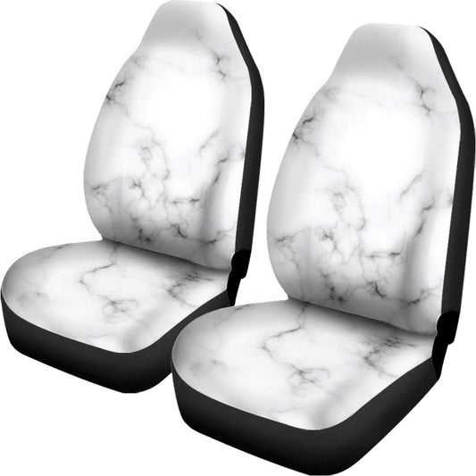 White Grey Smoke Marble Print Universal Fit Car Seat Covers