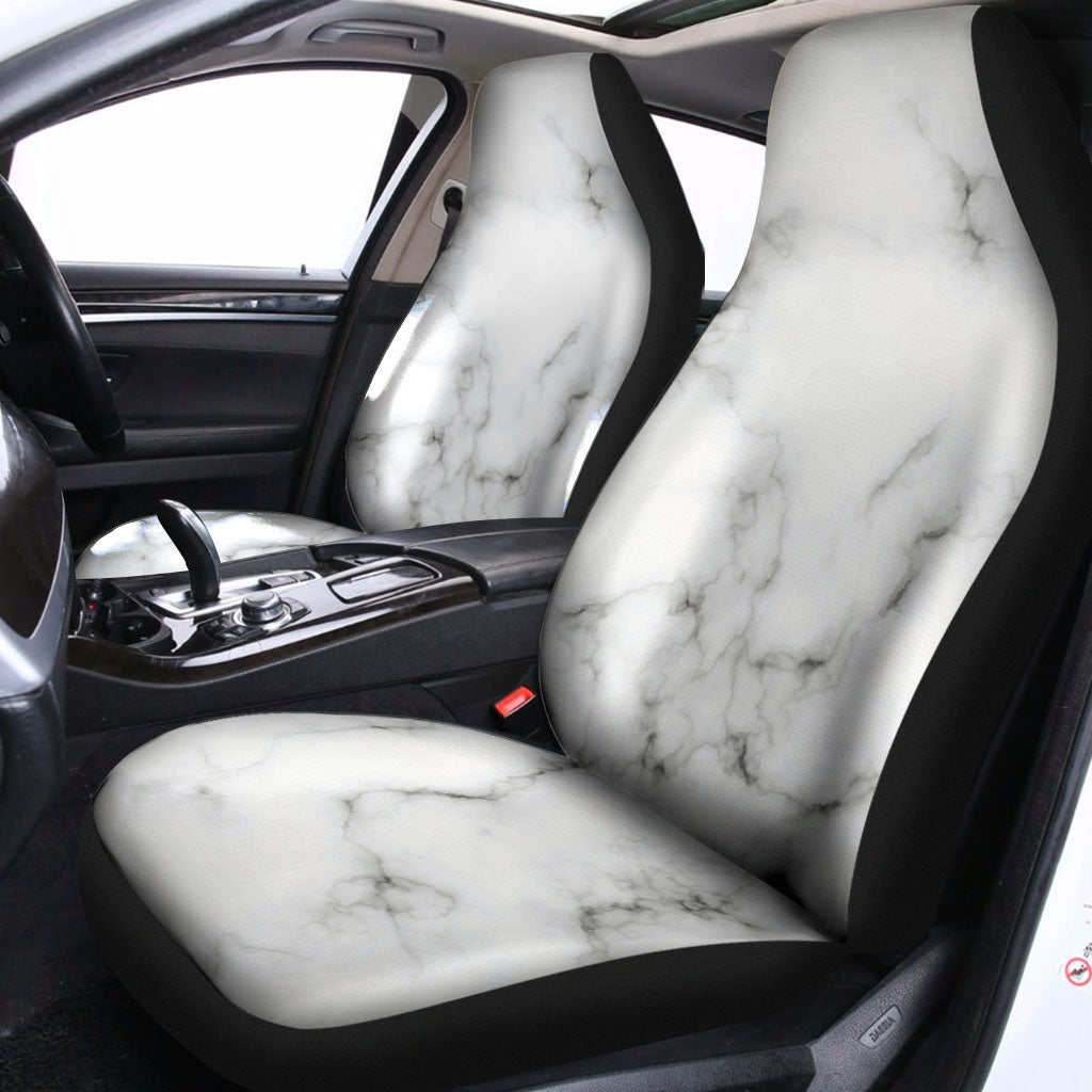 White Grey Smoke Marble Print Universal Fit Car Seat Covers
