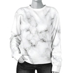 White Grey Smoke Marble Print Women's Crewneck Sweatshirt GearFrost