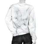 White Grey Smoke Marble Print Women's Crewneck Sweatshirt GearFrost