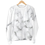 White Grey Smoke Marble Print Women's Crewneck Sweatshirt GearFrost