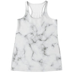 White Grey Smoke Marble Print Women's Racerback Tank Top