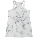 White Grey Smoke Marble Print Women's Racerback Tank Top
