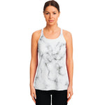 White Grey Smoke Marble Print Women's Racerback Tank Top