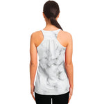 White Grey Smoke Marble Print Women's Racerback Tank Top