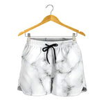 White Grey Smoke Marble Print Women's Shorts