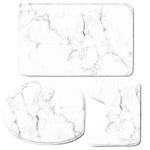 White Grunge Marble Print 3 Piece Bath Mat Set