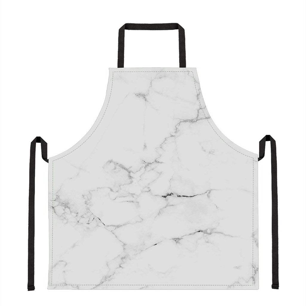 White Grunge Marble Print Apron