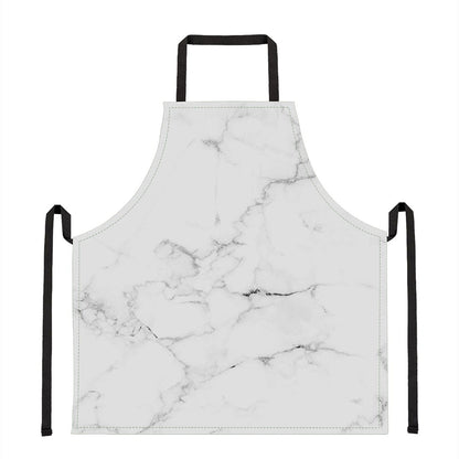 White Grunge Marble Print Apron
